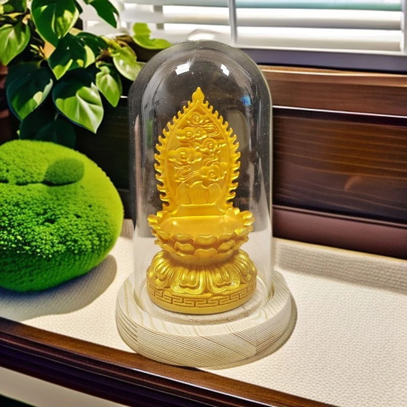 首饰展示架 【藏艺工坊】唐卡底座摆台玻璃罩加木质底座莲花台