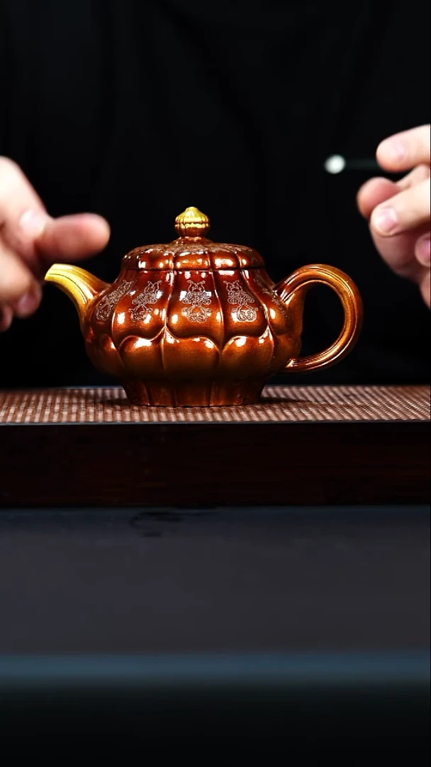 茶壶紫砂宜兴紫砂 筋纹器 贝壳火焰烧