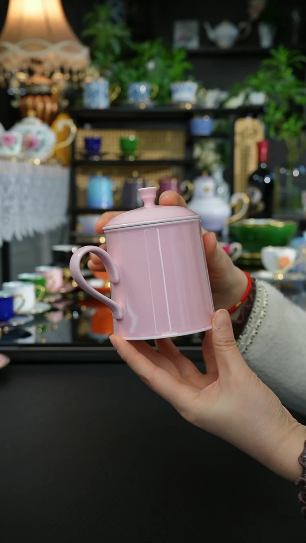 无描金、手作高白泥、粉色茶杯