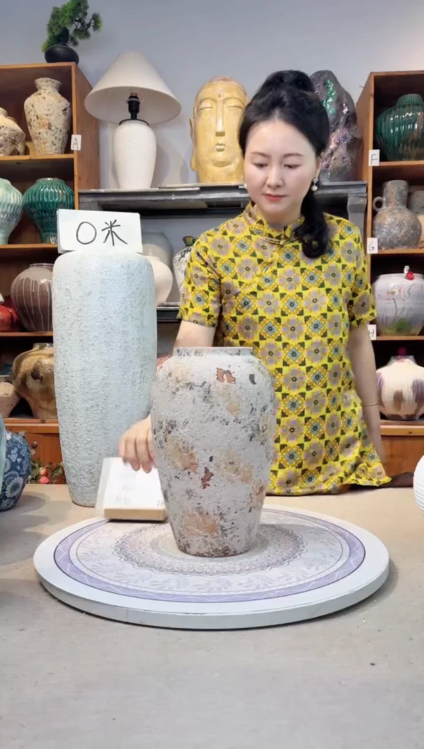 瓶陶瓷花瓶  粗陶  中号 微瑕