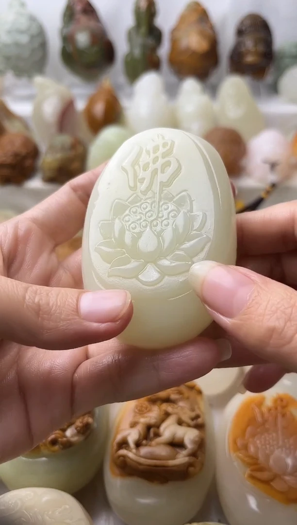 石材方解石棉纹正常不退换莲花微瑕
