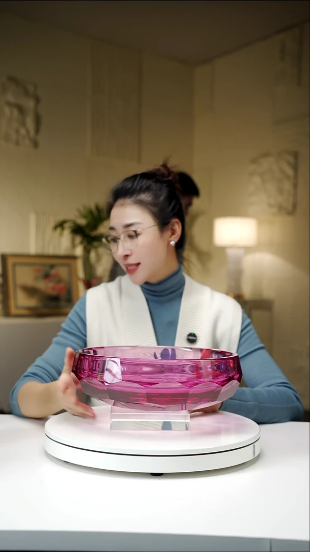 手工艺品琉璃金红色切面果碗