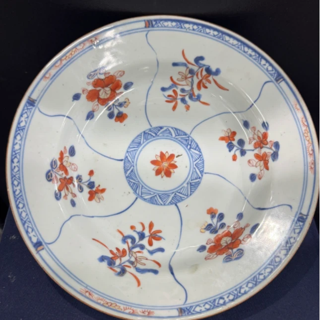 清 雍正 青花矾红花卉盘YH-0054