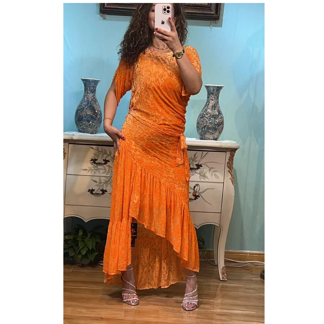 【新疆包邮】春夏秋季短袖走秀欧美夏季蕾丝拉丁舞连衣裙