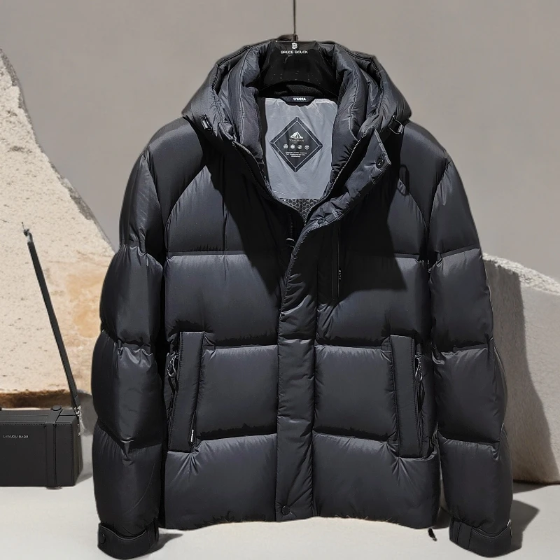 诺顿雷斯时尚休闲冬季新品男士立领连帽加厚短款羽绒服保暖外套潮