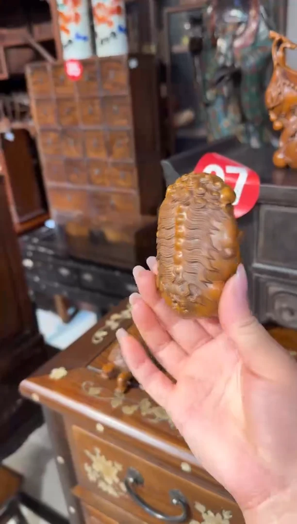 木木头款黄杨木福狮茶则98.888888888