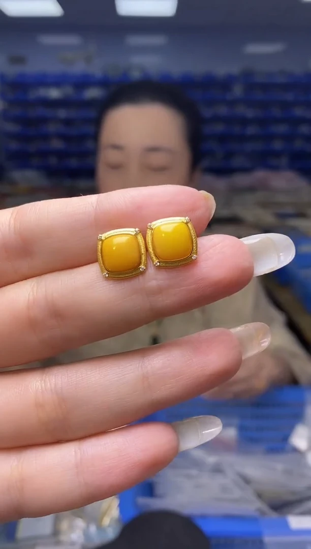 银S925镶嵌蜜蜡裸石EZ5085
