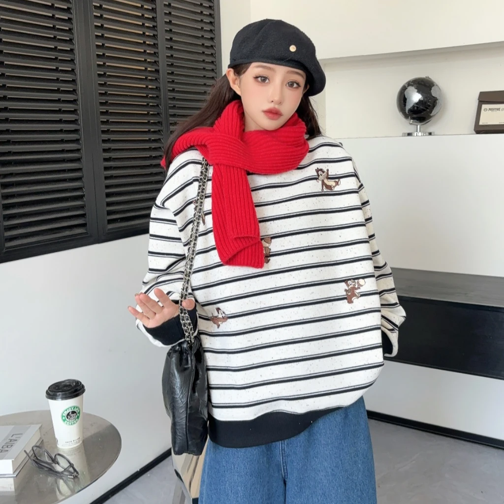 阿悄家 冬款 条纹松果奇奇蒂蒂圆领衫#7821