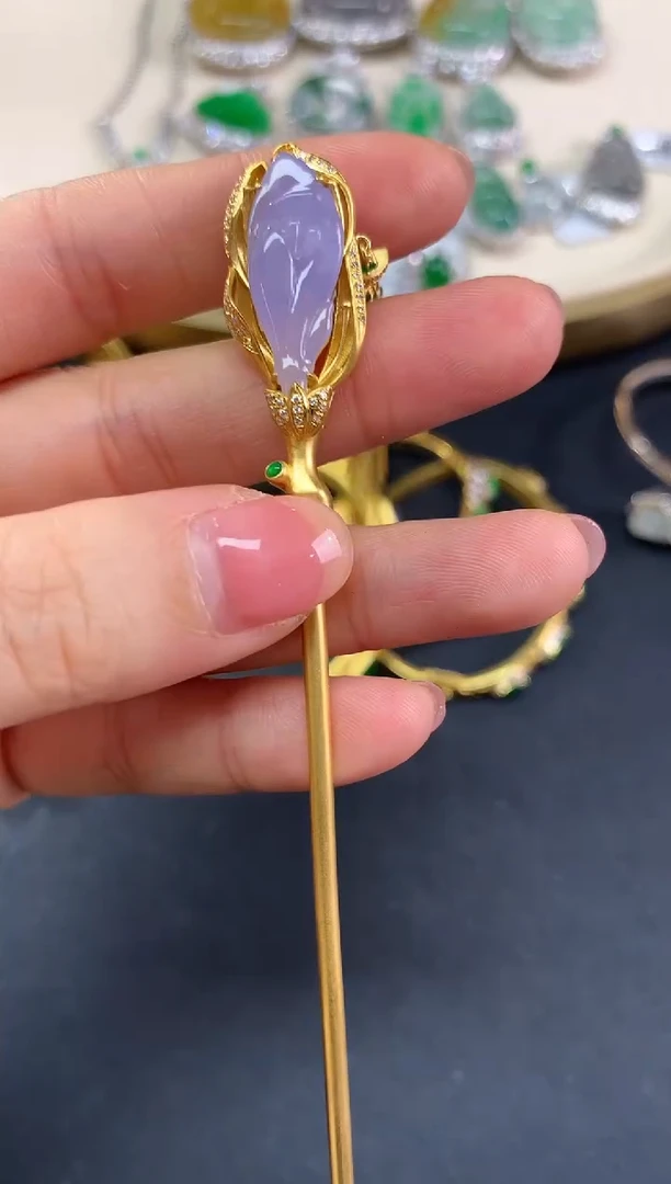 翡翠18K金镶嵌发饰发饰|19800