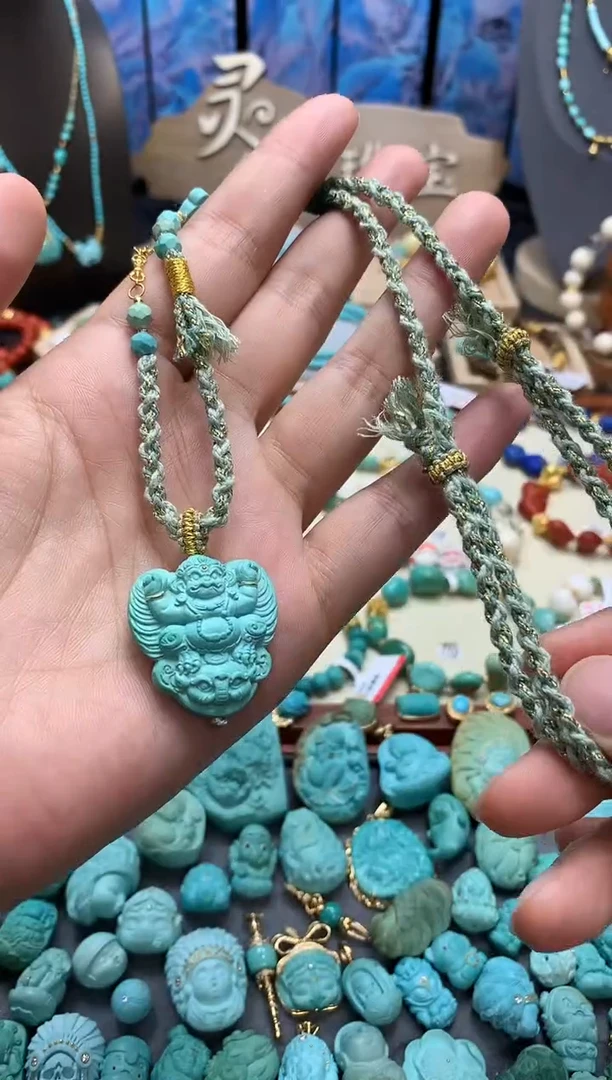 绿松石18K金镶嵌颈饰高瓷绿松石大鹏项链