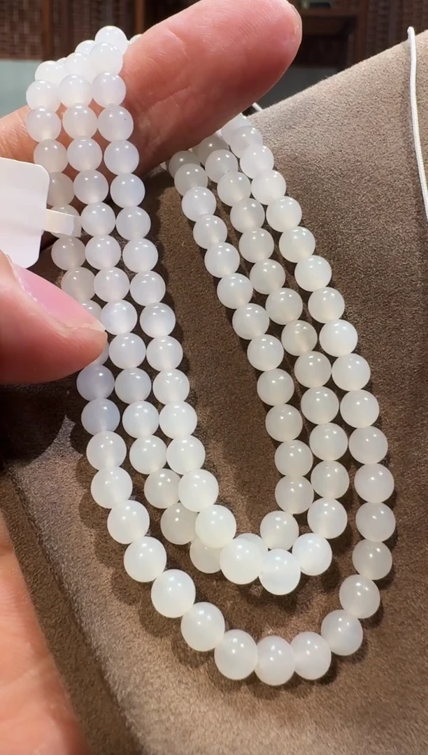【闪购商品】和田玉珠链未镶嵌1001白玉卡5mm108链