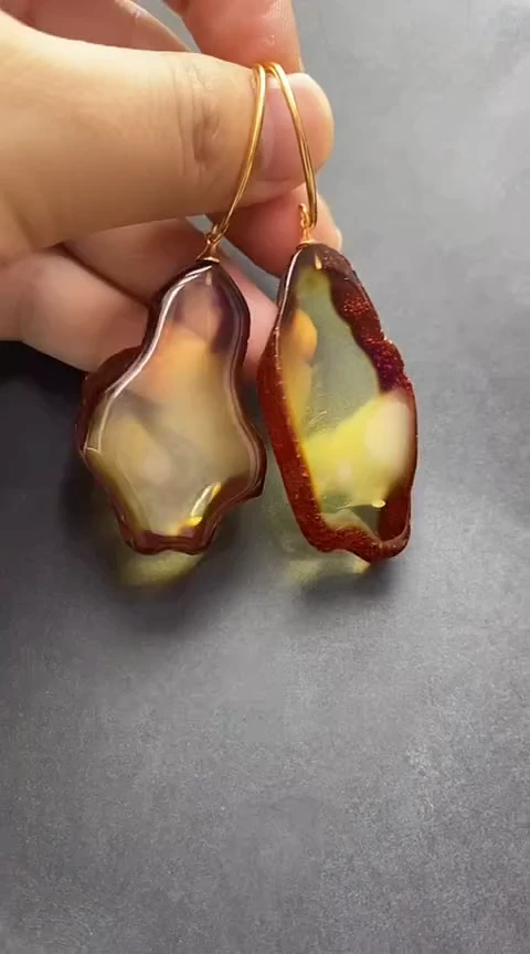 未镶嵌琥珀裸石琥珀耳坠