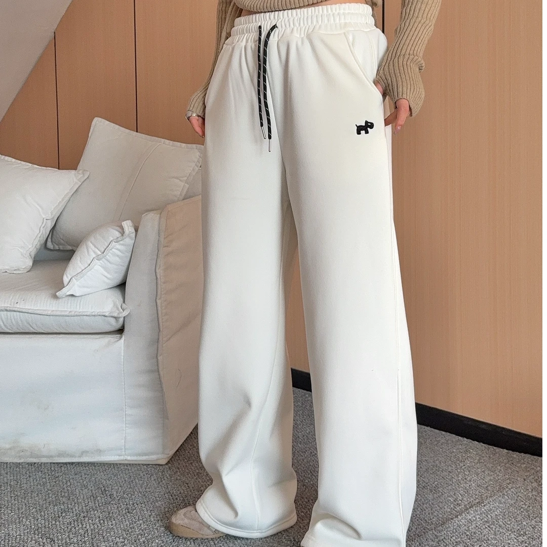 K252男女同款双12福利款冬季加绒百搭刺绣小马直筒运动卫裤25-223