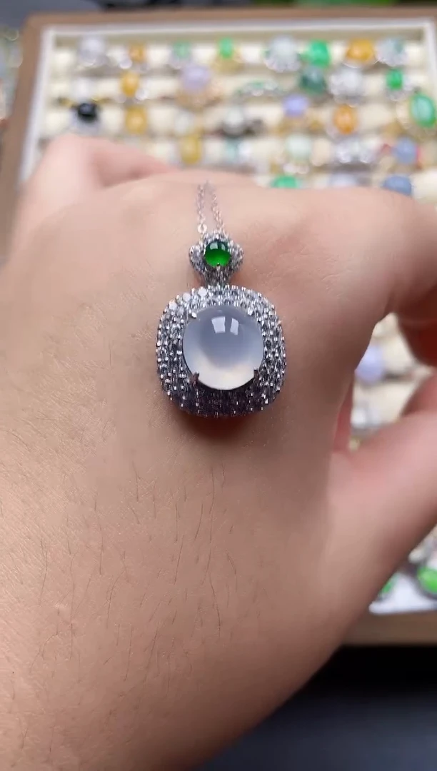 颈饰银S925镶嵌翡翠144