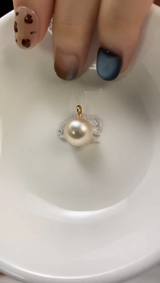 吊坠(不含链)18K金镶嵌海水珍珠11-12南洋金珍珠吊坠