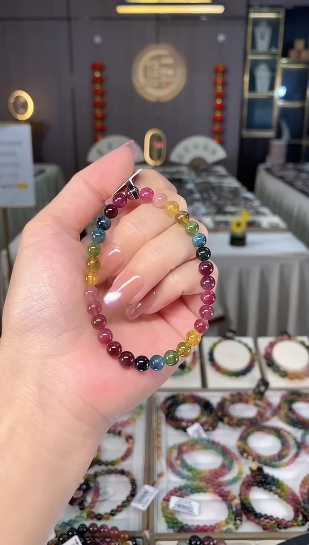 未镶嵌透体老矿碧玺彩虹单圈手串6mm+碧玺多样性发一条hon