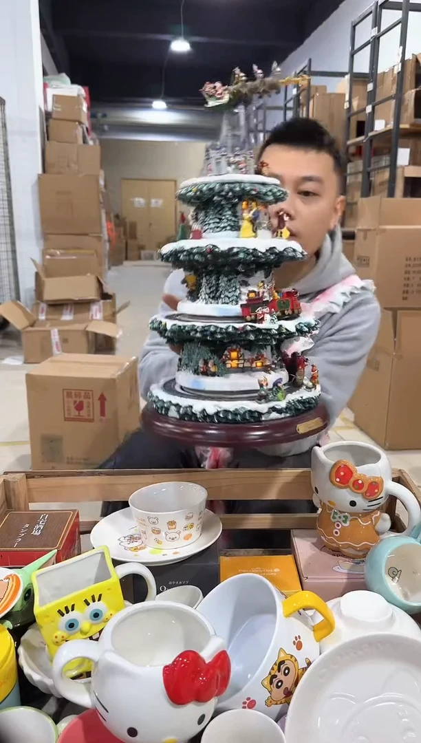 树脂大号圣诞树转盘摆件微瑕要开箱视频不退不换