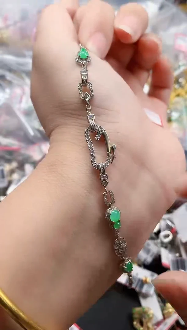 银S925镶嵌戒指翡翠天然A货缅甸翡翠