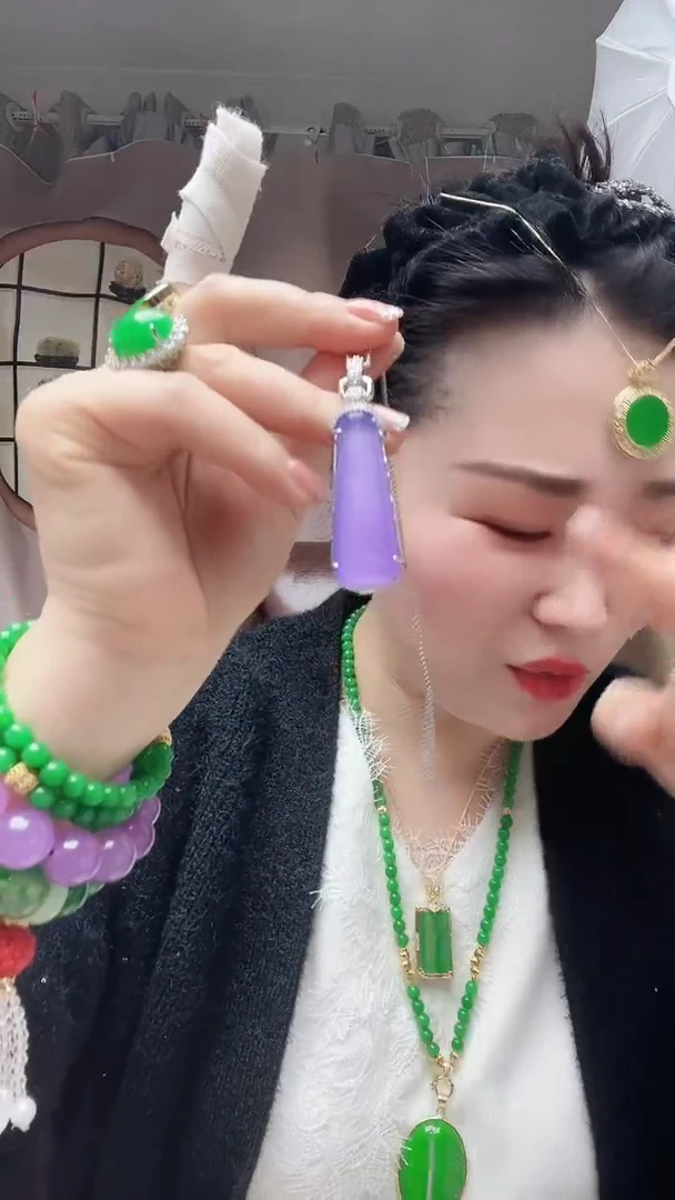 【闪购商品】翡翠颈饰银S925镶嵌25紫无事牌