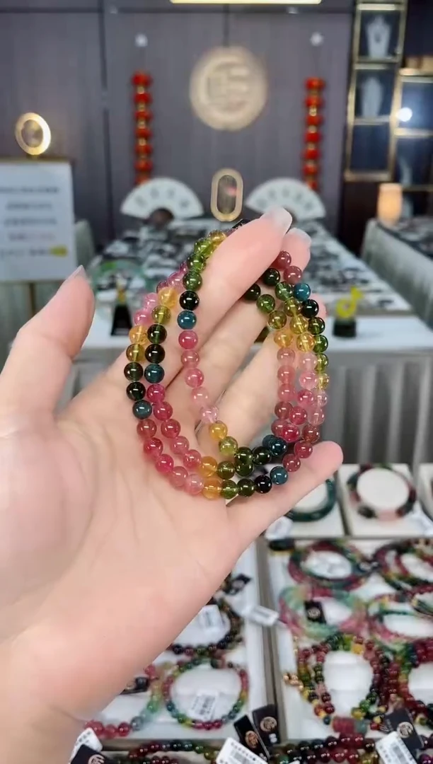 收藏级老矿碧玺三圈手串6mm+未镶嵌碧玺hon多样性发货一条
