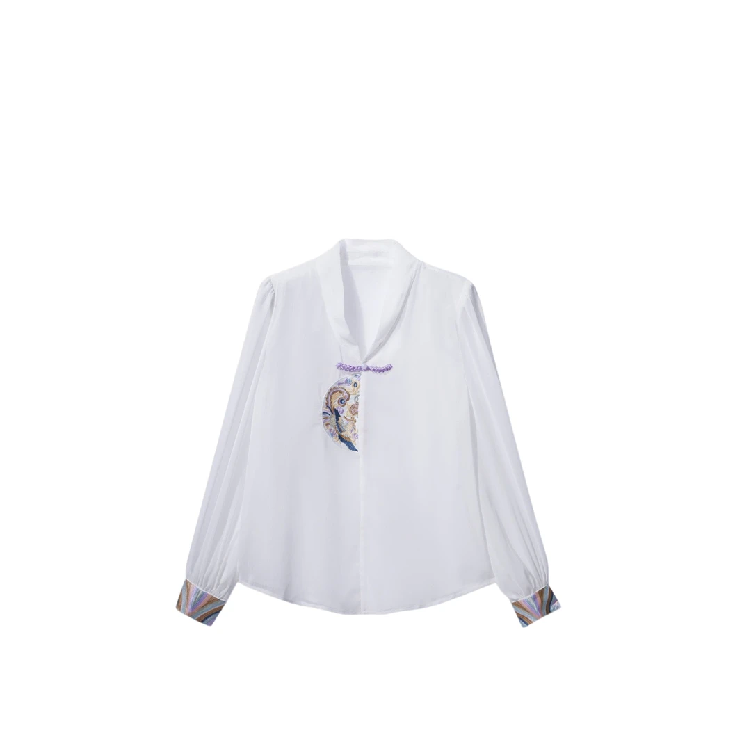 【龙哥专属】C7F19097H 轻奢朦胧感气质刺绣新中式国风衬衫