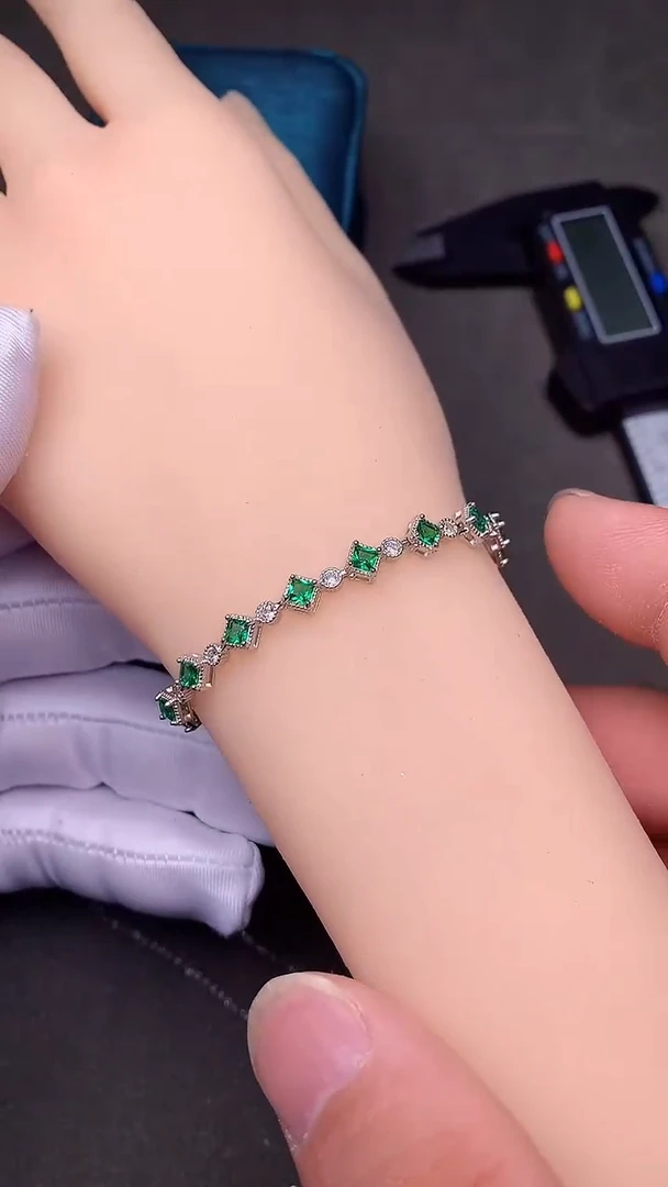 【闪购商品】祖母绿手链银S925镶嵌·····