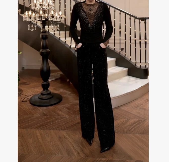 【FUNANI】 设计师原创高级感2025秋冬女士休闲丝绒裤 X2530993B