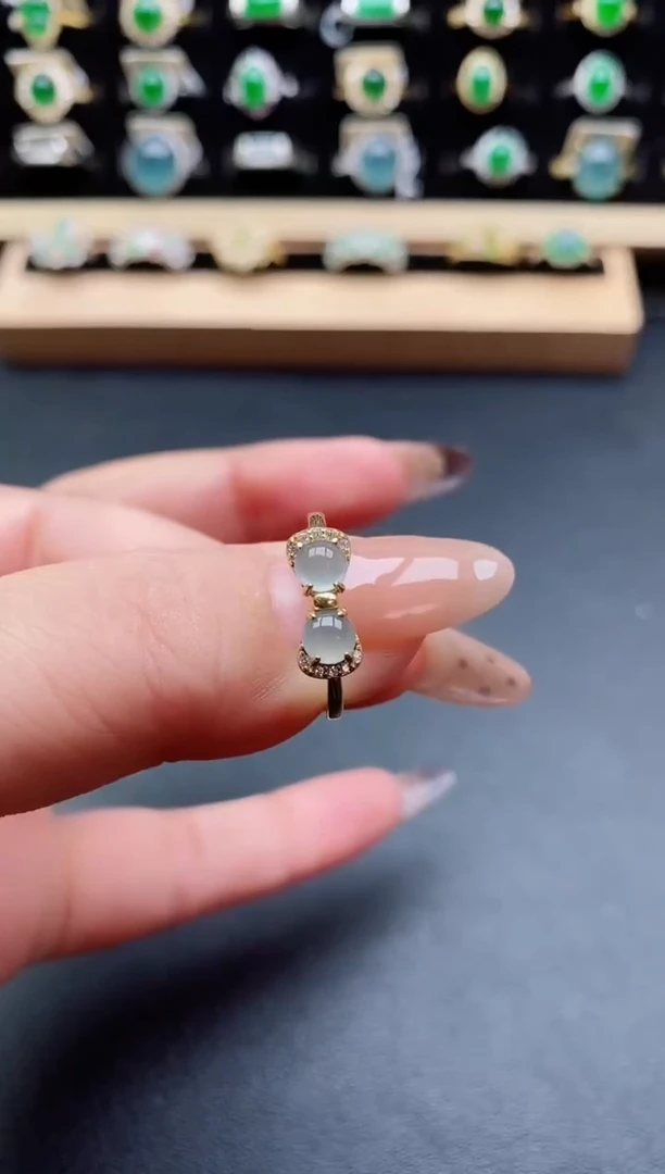 银S925镶嵌戒指翡翠1