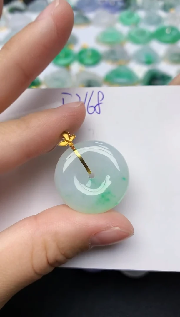 颈饰18K金镶嵌翡翠天然缅甸A货翡翠百元以上9元证书费自理