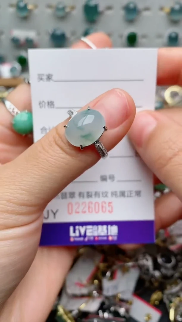 银S925镶嵌戒指翡翠暗**过.