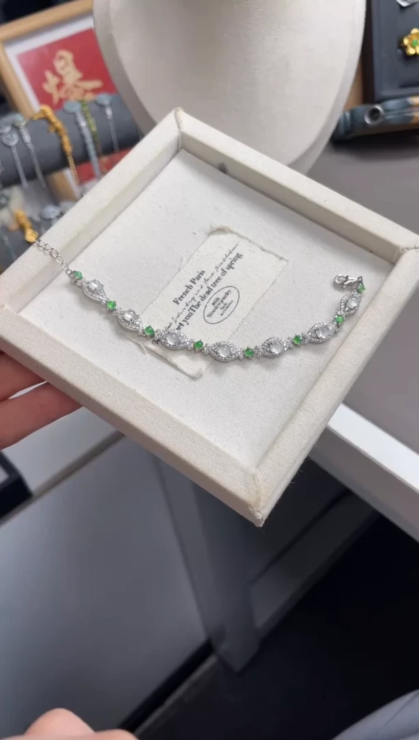 银S925镶嵌手链翡翠1