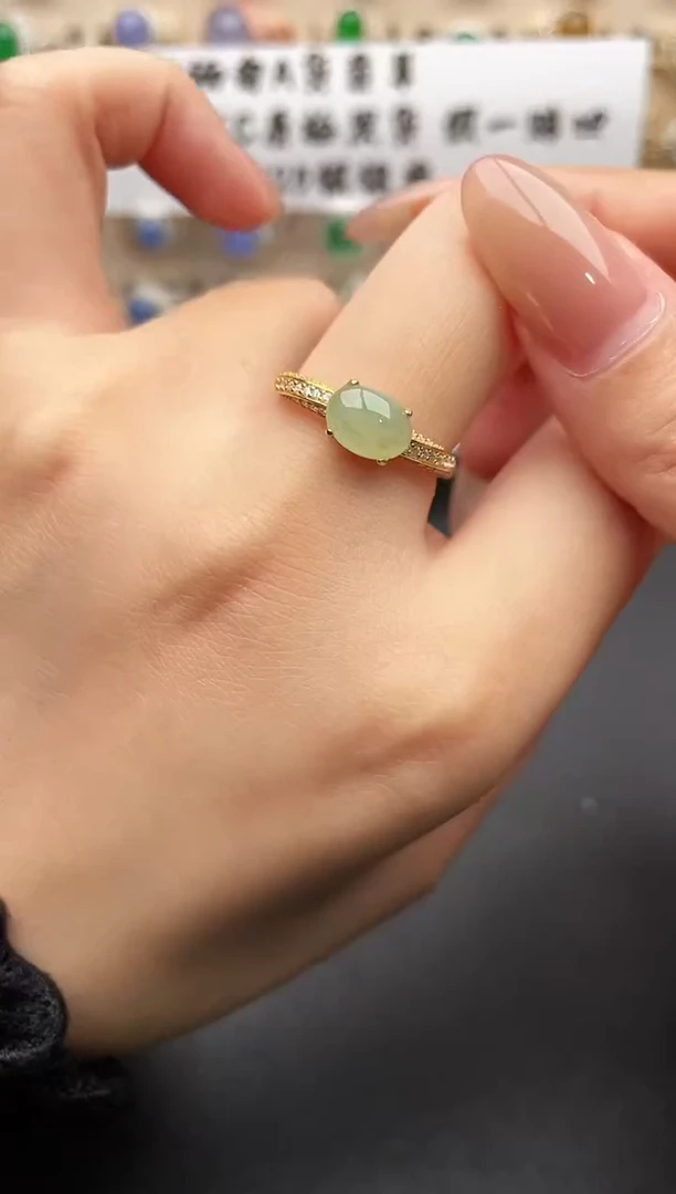 银S925镶嵌戒指翡翠一物一证一礼盒