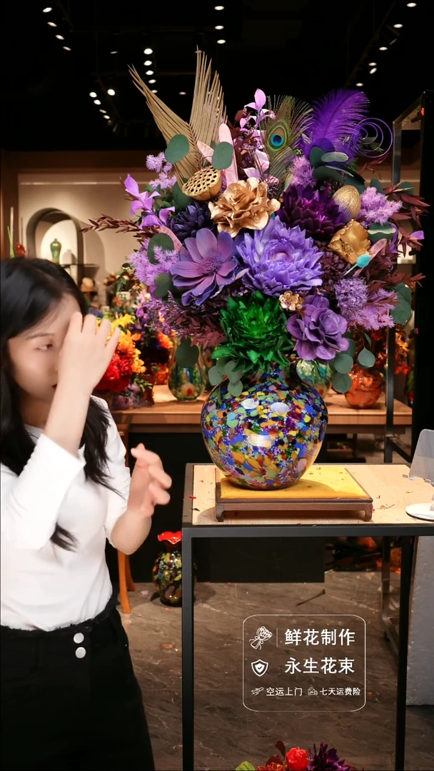 手工艺品琉璃手工花器花束空运包邮送货上门-以图片为准