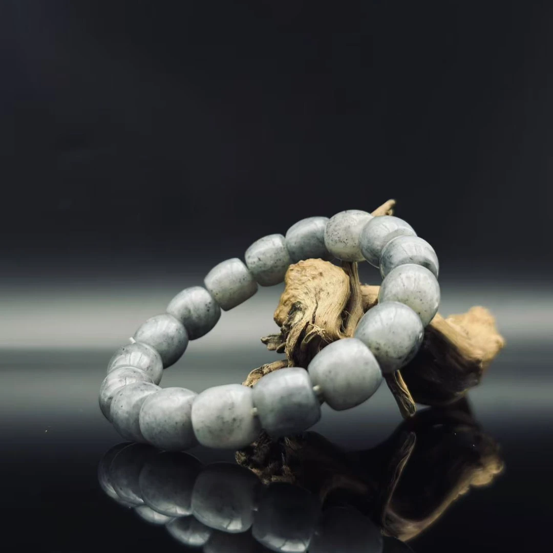 和田玉青花桶珠手串（卡12）0667