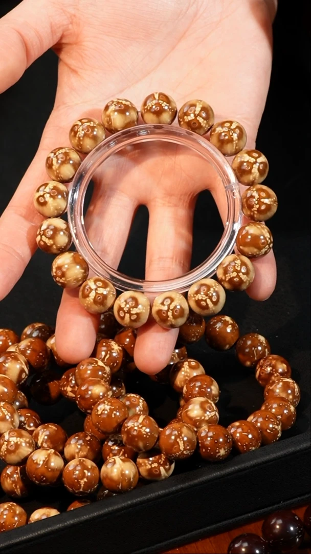 紫金鼠手串精品熊猫正圆光珠