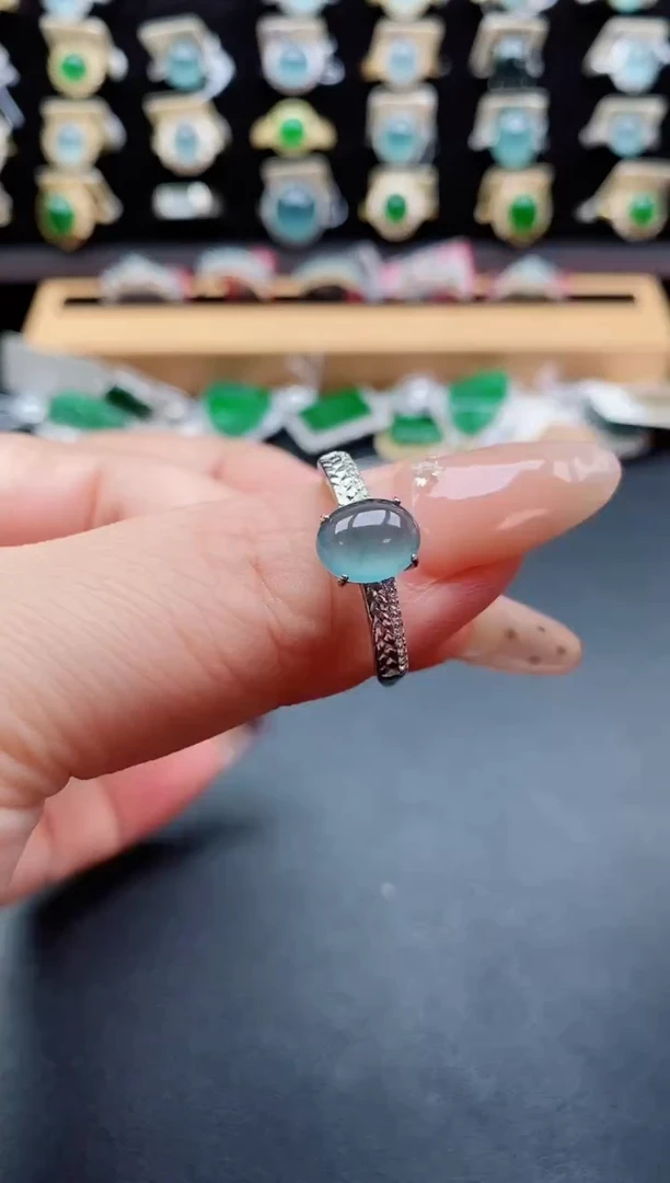 银S925镶嵌戒指翡翠1