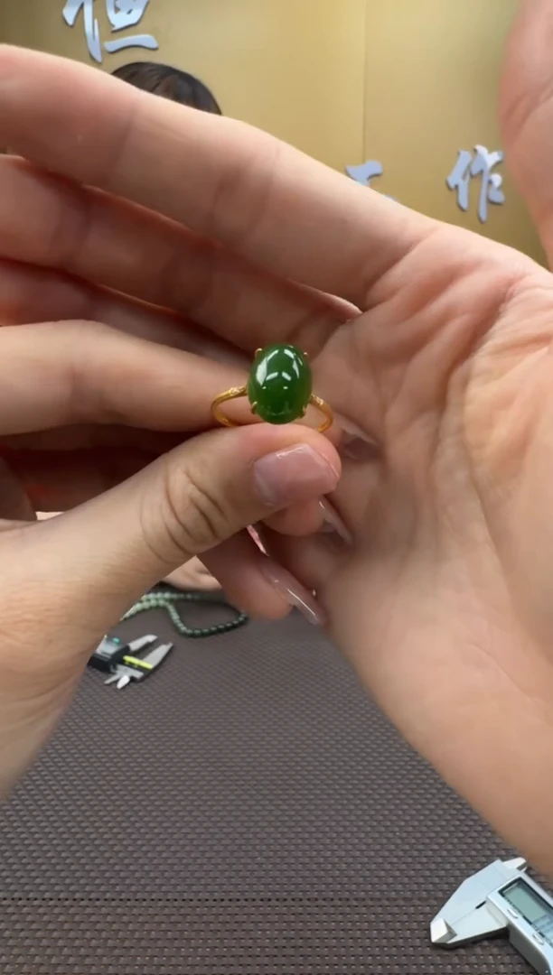 【闪购商品】和田玉戒指18K金镶嵌12-16备注圈口发货