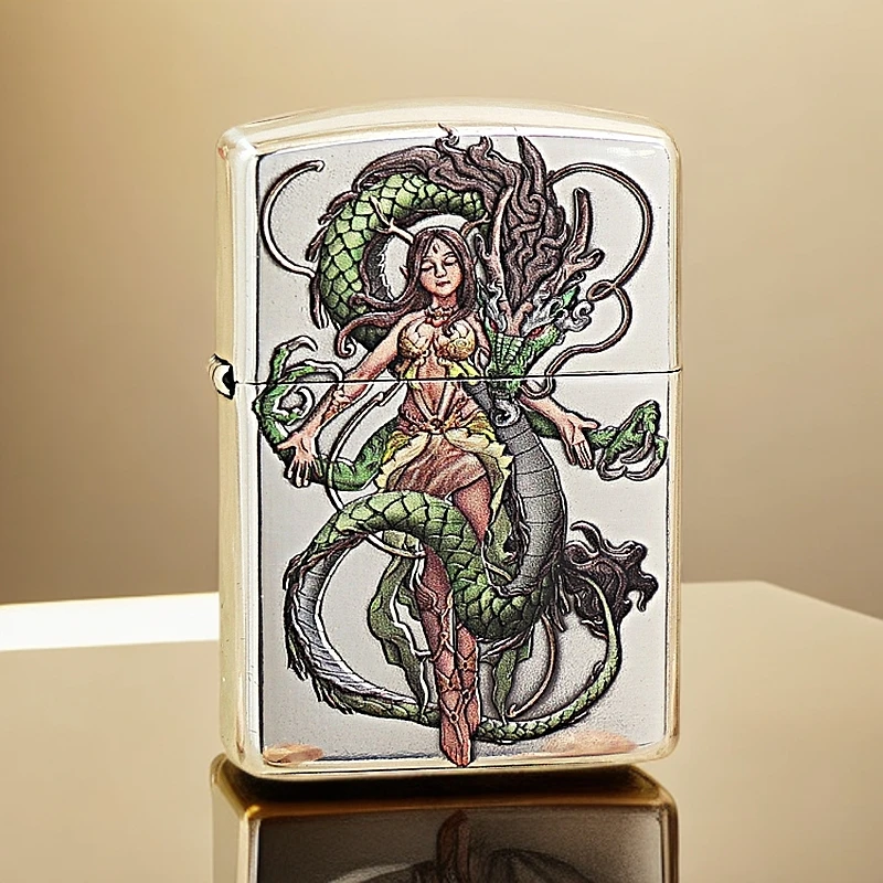 ZIPPO/之宝打火机龙之女盔甲浮雕彩绘DYJ1【小飞火机】