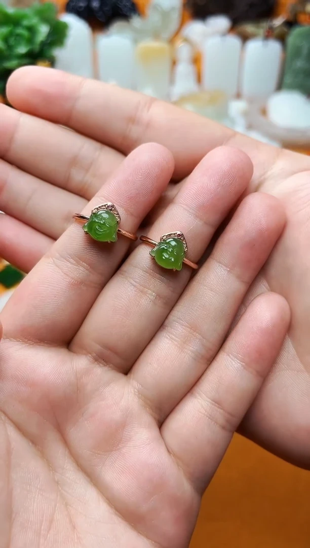 【闪购商品】和田玉戒指银S925镶嵌佛多样性拍一发一