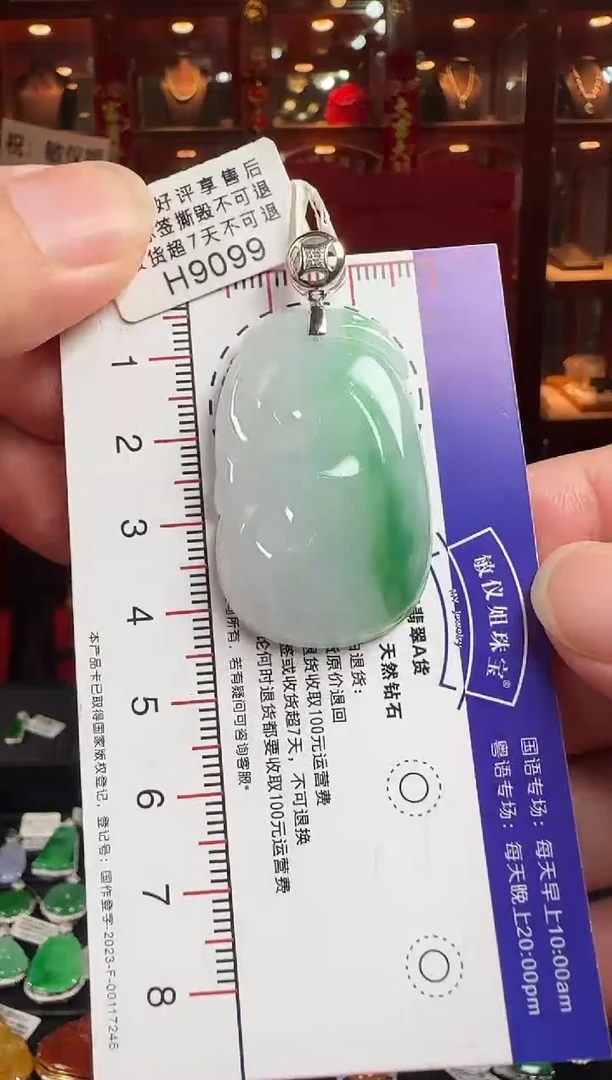 翡翠18K金镶嵌颈饰H9099如意