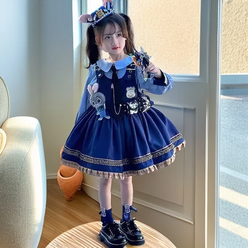 小女孩春秋季新款2025朱迪兔子警官洛丽塔裙子疯狂动物城儿童服装
