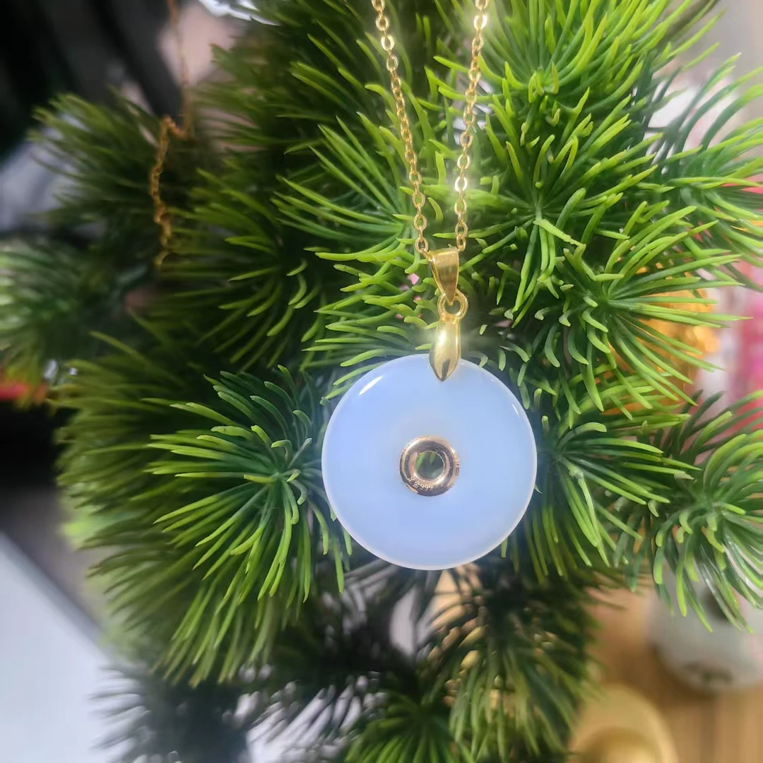 天然玉髓平安扣挂件