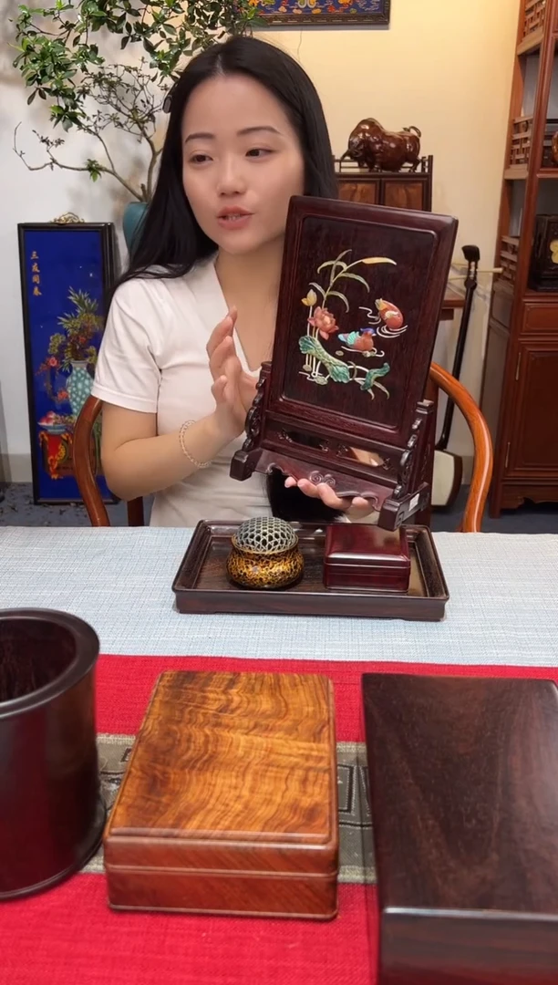 紫檀木类成套家具紫檀嵌百宝精品屏风