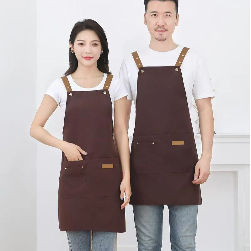 无袖围裙纯涤帆布背带防水防污
