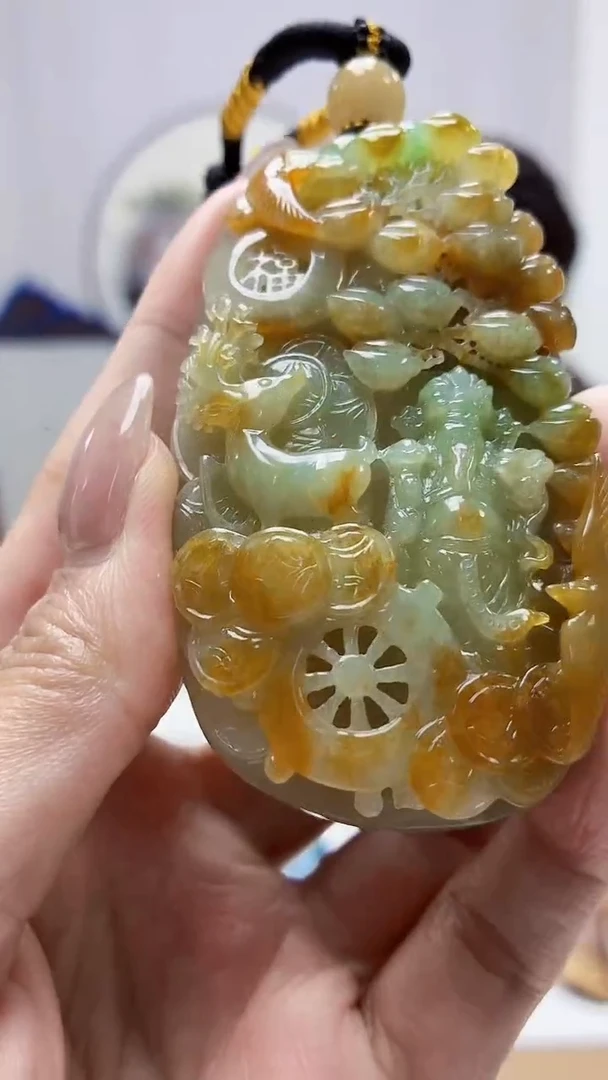 未镶嵌定制翡翠5060MM-毛货挂件64