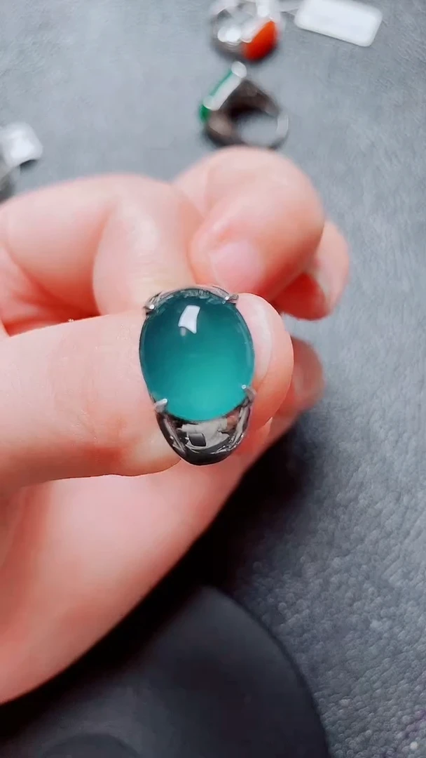 银S925镶嵌戒指翡翠翡翠