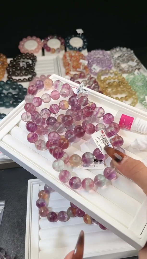 【闪购商品】萤石手链未镶嵌多样性发一彩萤石13mm