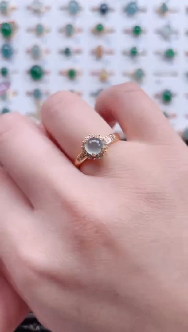 银S925镶嵌戒指翡翠天然翡翠