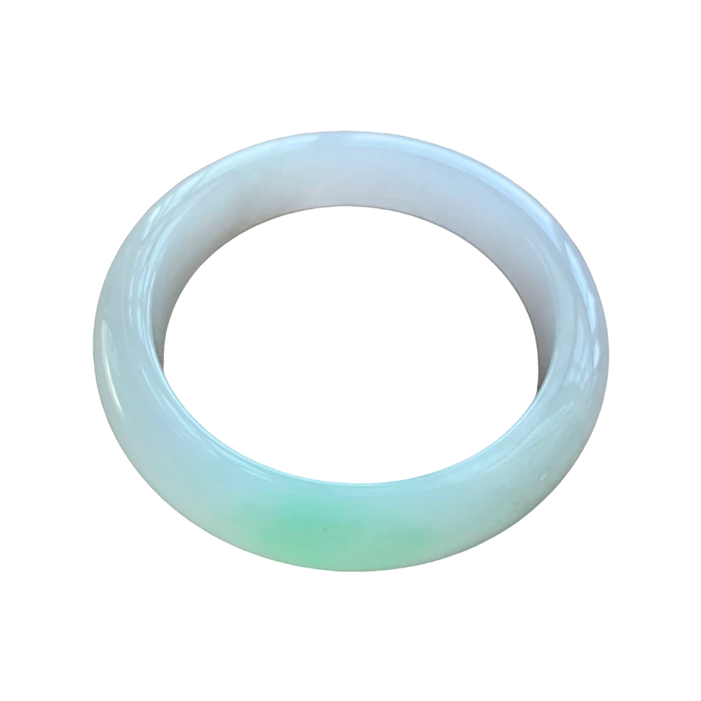 甜绿白底青天然翡翠手镯A货女款白色女士翡翠色浅绿时尚