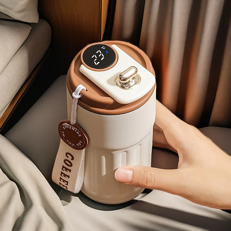 新款2025不锈钢智能温显咖啡保温杯女高颜值办公室精致随行水杯jp